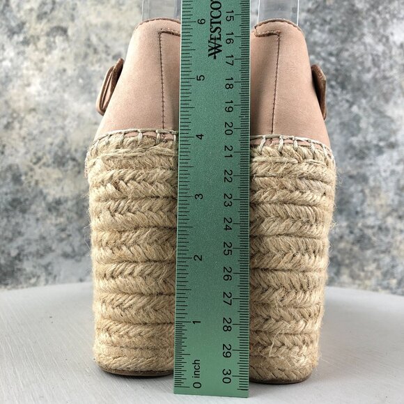 Marc Fisher Women's Size 6M Lalida Pink Cream Leather Peep Toe Espadrille Wedges - Picture 7 of 14